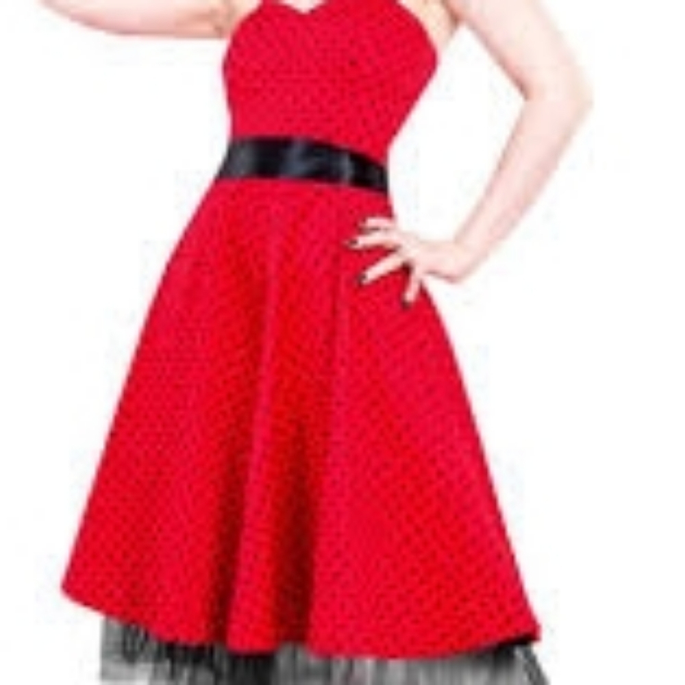 HEARTS&ROSES Plus Size Rockabilly Halter Polka Dot